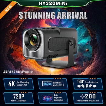 HY320 4K Smart Android Projector | WiFi 6 + Bluetooth 5.0 | Auto Keystone | 180 Inch Display