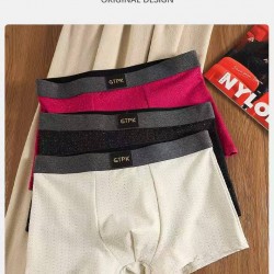 GTPK Premium Luxury Gold-Stamped Men's Ice Silk Boxer Briefs (3 Pcs Combo)