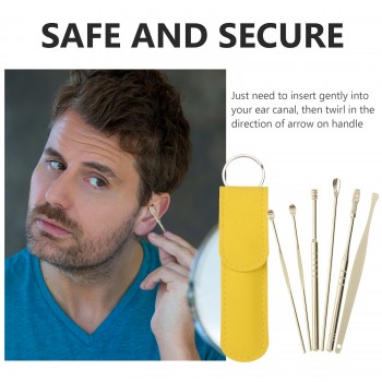 Ear Pick Set Portable Ear Cleaner Set Stainless Steel With Lather Case 6 Pcs Ear Pick Set Portable Ear Cleaner Set Stainless Steel With Lather Case 6 Pcs