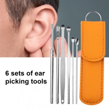 Ear Pick Set Portable Ear Cleaner Set Stainless Steel With Lather Case 6 Pcs Ear Pick Set Portable Ear Cleaner Set Stainless Steel With Lather Case 6 Pcs