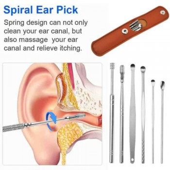 Ear Pick Set Portable Ear Cleaner Set Stainless Steel With Lather Case 6 Pcs Ear Pick Set Portable Ear Cleaner Set Stainless Steel With Lather Case 6 Pcs