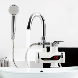 Electric Digital Display Instant Hot Water Tap With Hand Shower, Tankless Electric Faucet, Digital Bathroom Heater (Wall Mount) Electric Digital Display Instant Hot Water Tap With Hand Shower, Tankless Electric Faucet, Digital Bathroom Heater (Wall Mount)