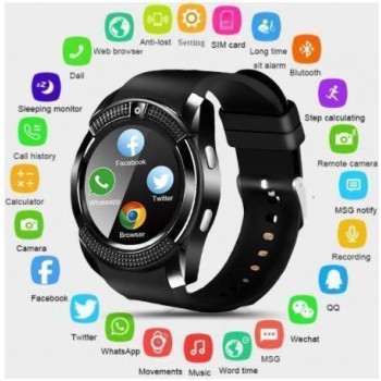 V8 Smart Watch Support Sim TF Card Bluetooth Clock with Camera for Smartphone
