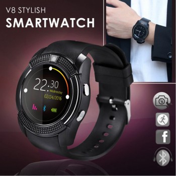 V8 Smart Watch Support Sim TF Card Bluetooth Clock with Camera for Smartphone