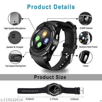 V8 Smart Watch Support Sim TF Card Bluetooth Clock with Camera for Smartphone