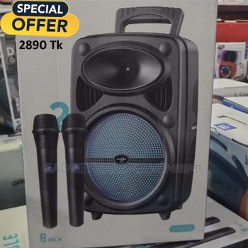 Portable Bluetooth Speaker With Dual Wireless Mic (8 Inch) 