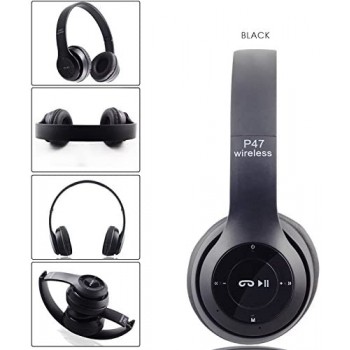 P47 Bluetooth Wireless Headphones Foldable with Microphone Stereo Earphones 3.5mm Audio Support FM