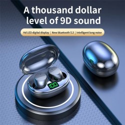 K20 TWS Bluetooth In-ear Earphone Stereo Music Calling Touch Wireless Headset with Digital Display Charging Case -Black