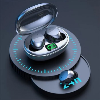 K20 TWS Bluetooth In-ear Earphone Stereo Music Calling Touch Wireless Headset with Digital Display Charging Case -Black