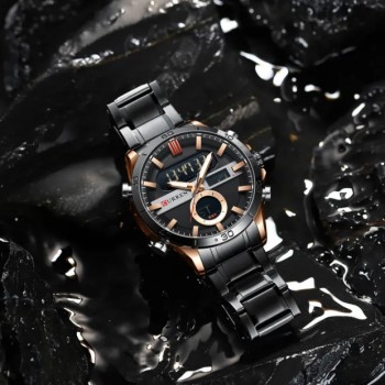 Curren 8384 Military Mens Analog Digital Watch-Black