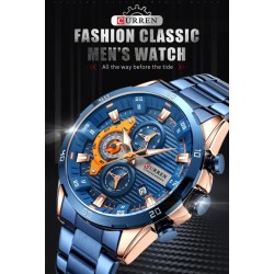 CURREN 8402 Wristwatch Stainless Steel Chronograph Watch-Blue