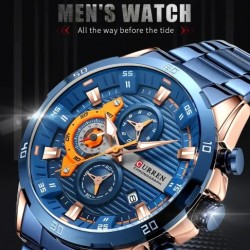 CURREN 8402 Wristwatch Stainless Steel Chronograph Watch-Blue CURREN 8402 Wristwatch Stainless Steel Chronograph Watch-Blue