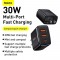 BASEUS Compact Quick Charger 2U-C Three Ports 30W Travel Power Adapter US Plug