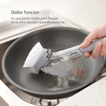 Automatic Detergent Sponge Brush Kitchen Cleaning Tool Long Handle